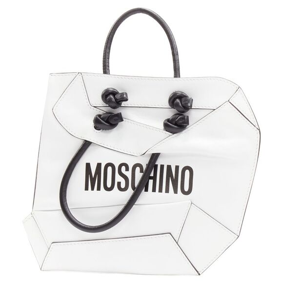 Moschino Handbags - Moschino Couture Optical 2D Flat Shopping Tote Leather Clutch Bag